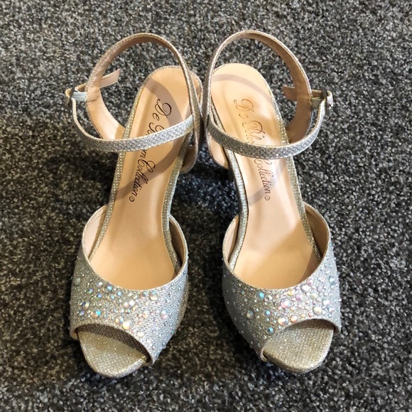 De Blossom Collection Sparkly Heels Silver - Picture 2 of 7